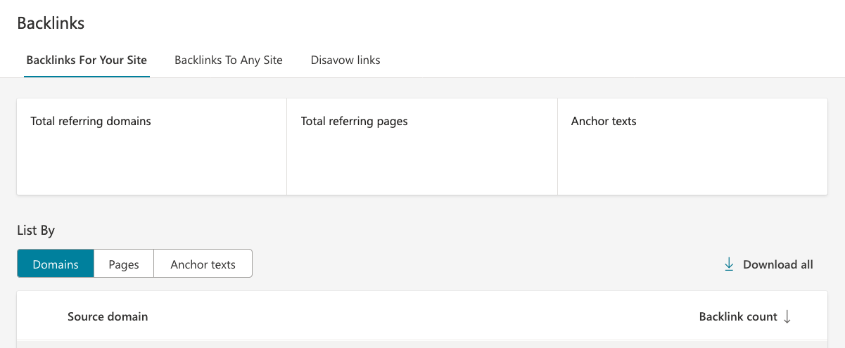Bing Webmaster Tools backlink checker