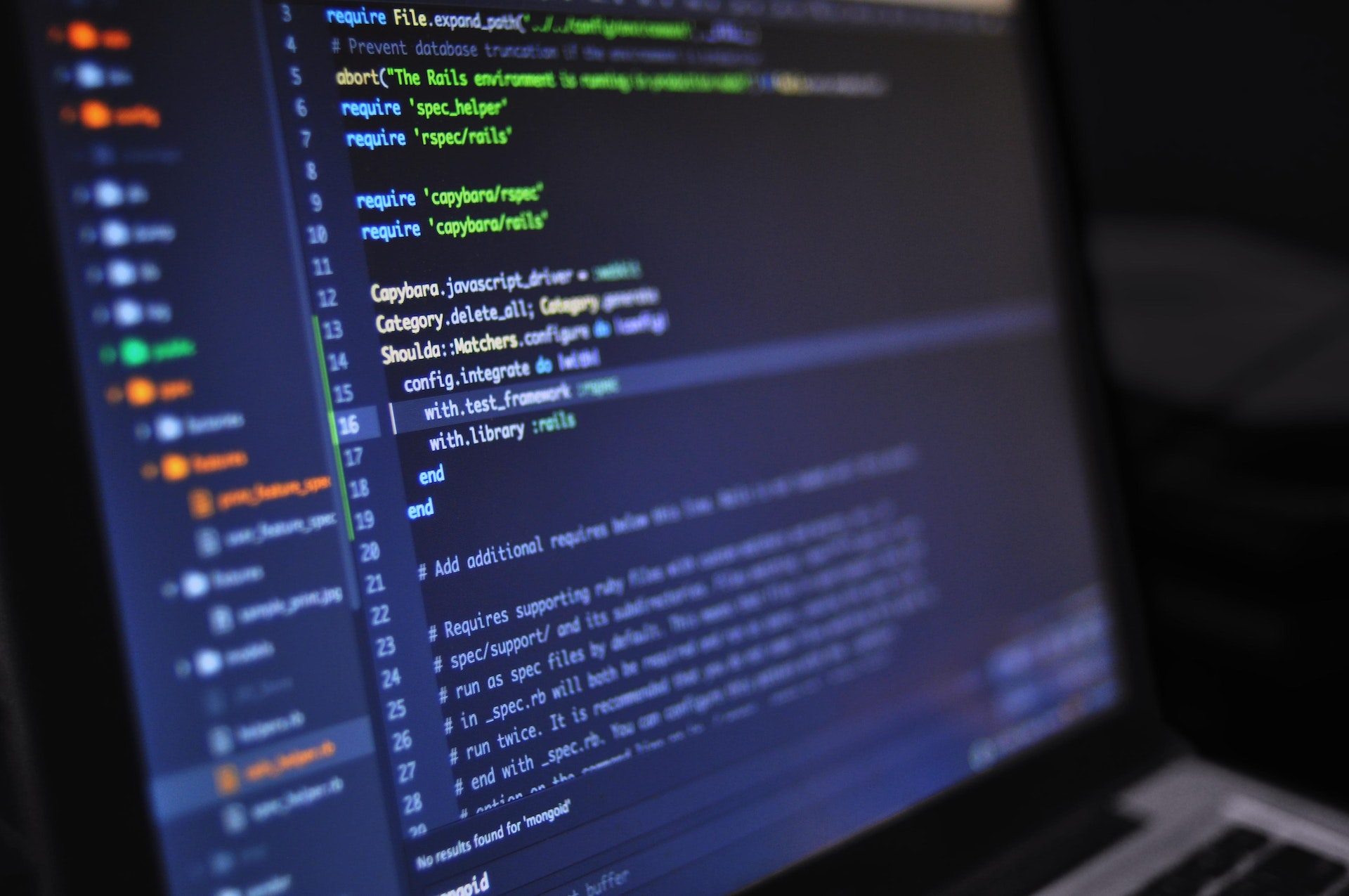 Computer code on a laptop screen